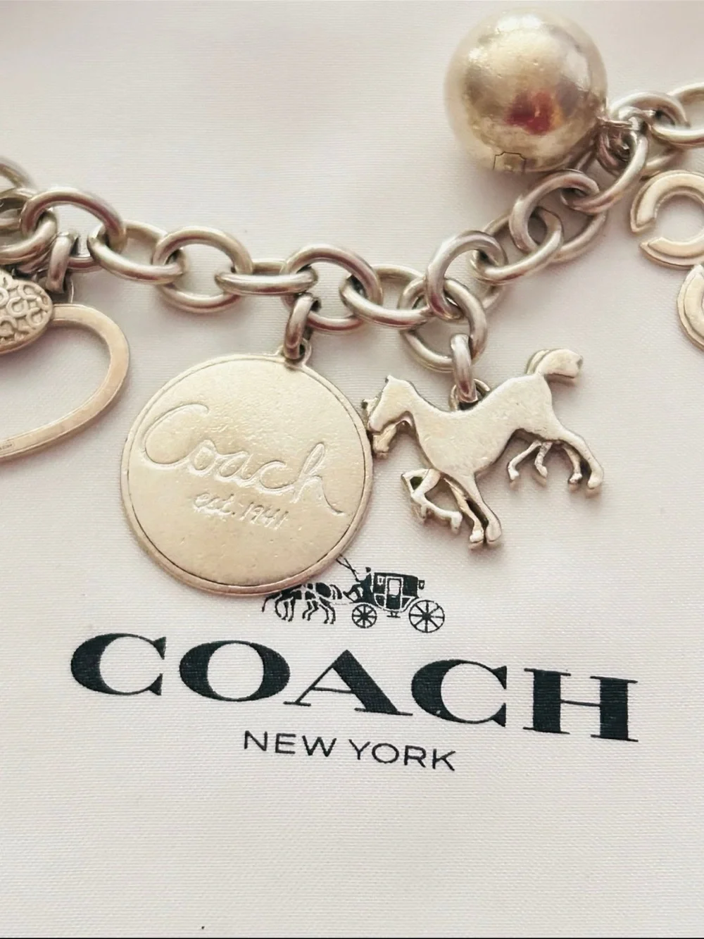 RARE Coach 1941 925 Sterling Silver Charm Bracelet